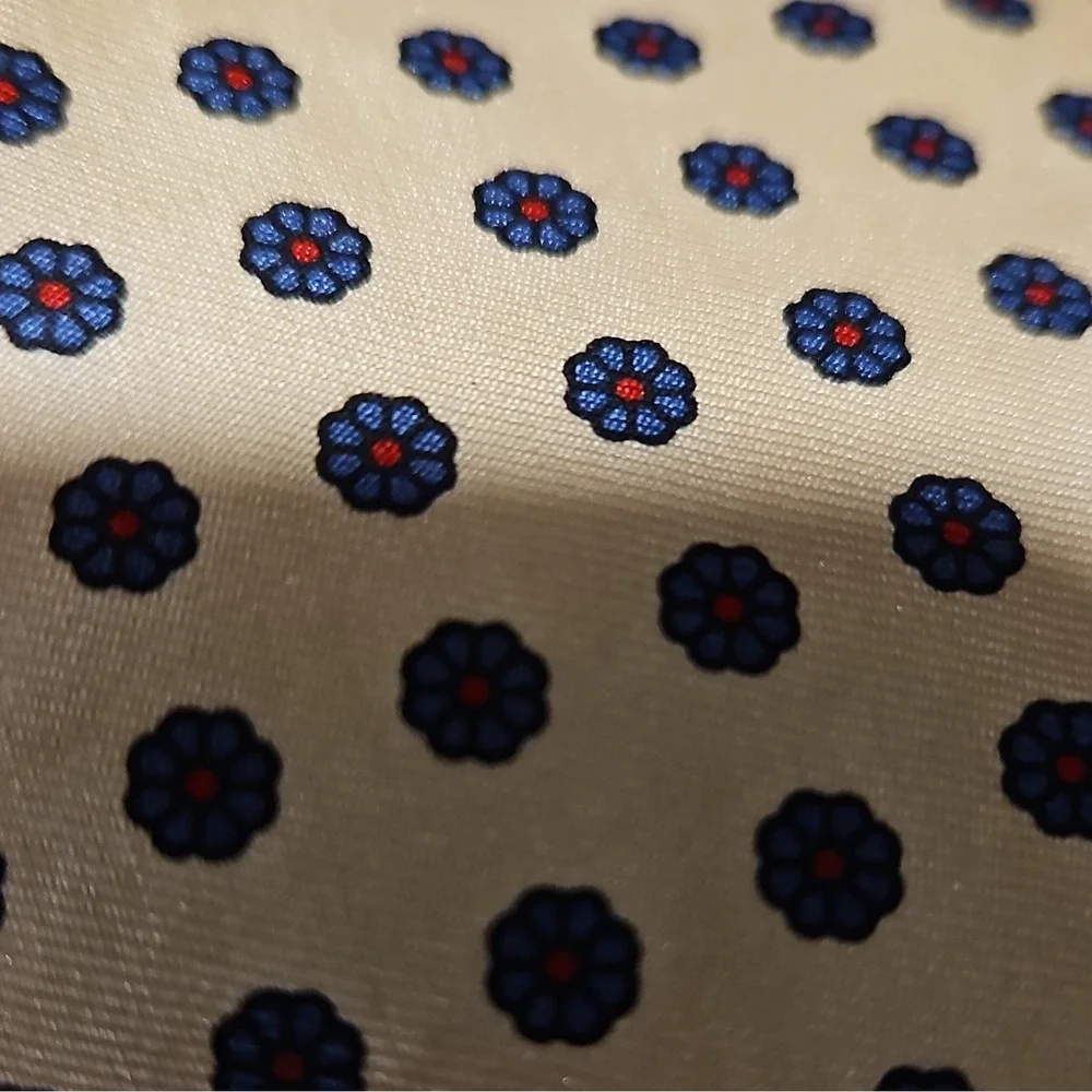 Vintage Liberty of London Men's Woven Silk Tie Yellow With Floral Print